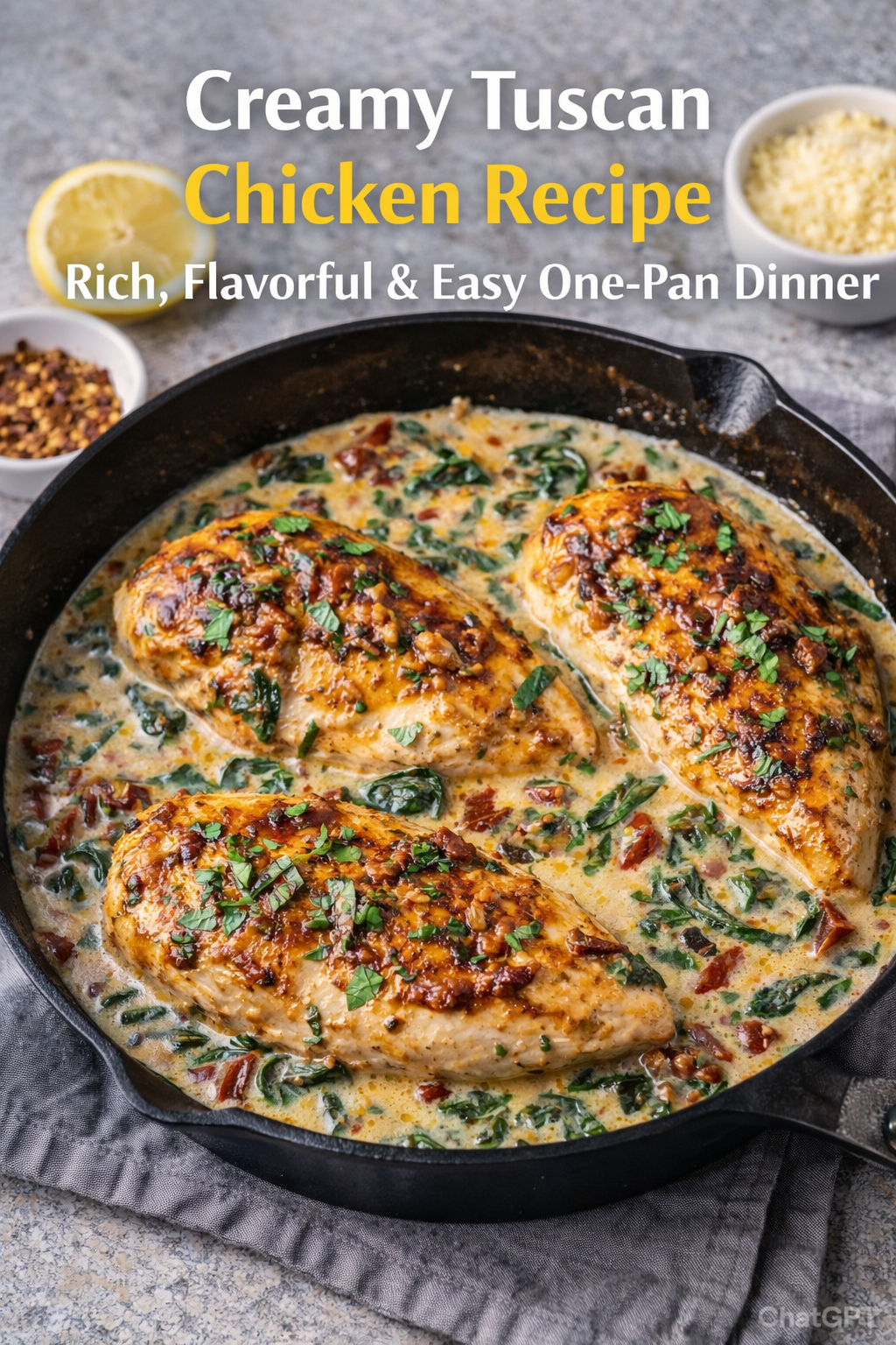 Creamy Tuscan Chicken Recipe – Rich, Flavorful & Easy One-Pan Dinner